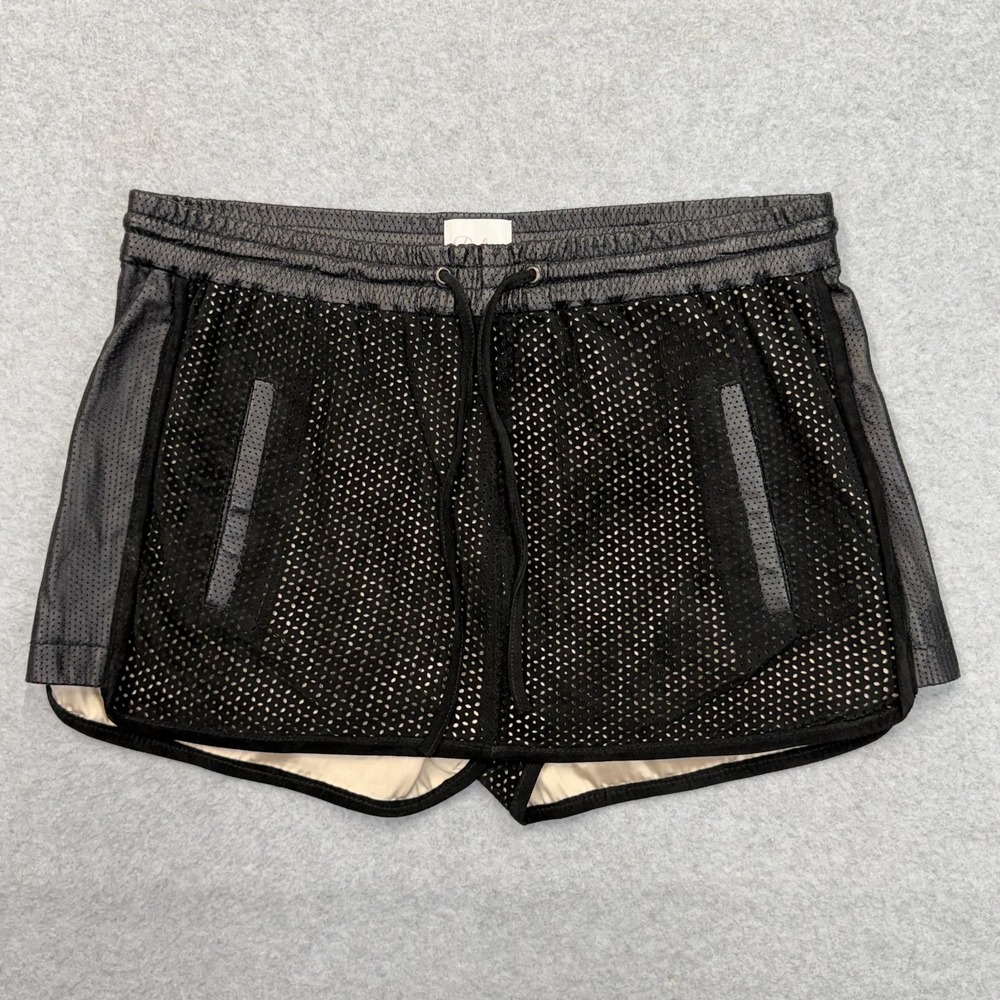 Parker Shorts‎ Skorts Womens 32 Black Leather Elastic Drawstring Pockets Lined